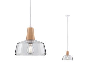 Lum En Susp Neordic Yva Max1x20w E27 Clair/Bois 230v Verre/Bois