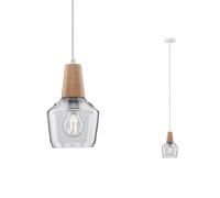Paulmann 79745 Neordic Ylvie Luminaire suspendu, max. 1x20W, E27, Claire, 230V, Verre/Bois 14,5 cm x 14,5 cm x 110 cm