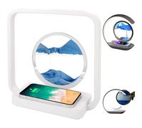 Lumaflow Sandscape Charger, 3 in 1 Lumaflow Sandscape Wireless Charger, Art Decor Fast Charging Station, Moving Sand Picture Sandscap Lamp for Office, Bedside, Home Decor Gift (Blue-Square)