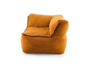 Lumaland Accoudoir d'angle modulaire à droite - Série velours côtelé - Pouf d'intérieur doux - Idéal pour les modules de canapé et pour pouf