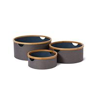 Lumaland Boîte de Rangement Ronde à Cadre en Bambou - Panier de rangement décoratif pour salle de bain - Lot de 3 Caisses 54 x 33 x H 26 cm / 45 x 30 x H 23 cm / 38 x 26 x H 16 cm
