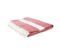 Lumaland Couverture de Jour 100% Coton env. 200 x 240cm | Qualité supérieure, Extra Douce et Moelleuse, Polyvalente, Grande longévité | Lavable et adapté au sèche-Linge [Rouge Rubis]