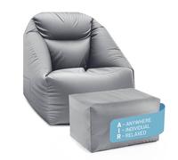 Lumaland CrozyAir Ensemble fauteuil de relaxation gonflable, tabouret d'extérieur, pouf et étagère, à 5 compartiments, lavable, imperméable, jusqu'à 150 kg, gonflé rapidement
