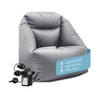 LUMALAND CrozyAir Fauteuil d'extérieur gonflable avec pompe à air électrique 2GO | Système d'air réglable à 5 chambres | Lavable, imperméable et supporte jusqu'à 150 kg, environ 87 x 95 x 80/35 cm |