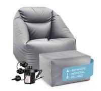 Lumaland CrozyAir Relax-Set XL: Fauteuil Gonflable + Pouf, Pouf-Sac avec Pompe à air 2GO | Pouf-Sac Lavable, Hydrofuge, supportant jusqu'à 150 kg | Canapé d'extérieur pour Le Jardin et la Plage