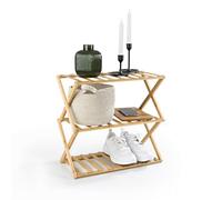 Lumaland Étagère en bambou, 3 niveaux, pliable, organiseur en bambou, idéal comme étagère à chaussures, dans la salle de bain et comme étagère de cuisine, étagère pour décoration, gain de place et