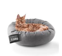 Lumaland Lit confortable pour chat en velours côtelé, diamètre 60 cm, fond antidérapant, accessoire pour chat avec rembourrage doux et housse en velours côtelé, toutes les pièces lavables, panier pour