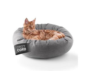 Lumaland Lit confortable pour chat en velours côtelé, diamètre 60 cm, fond antidérapant, accessoire pour chat avec rembourrage doux et housse en velours côtelé, toutes les pièces lavables, panier pour