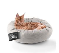 LUMALAND Lit confortable pour chat en velours côtelé, diamètre 60 cm, sol antidérapant, accessoires pour chat avec rembourrage doux et housse en velours côtelé, toutes les pièces sont lavables, panier