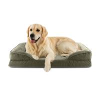 Lumaland Lit orthopédique en velours côtelé - Canapé ergonomique pour chien - 110 x 75 cm - Pour grands chiens - Fond antidérapant - Rembourrage et housse lavables - Panier pour chien avec mousse à