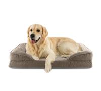 Lumaland Lit orthopédique en Velours côtelé - Canapé Ergonomique pour Chien - 110 x 75 cm - pour Grands Chiens - Fond antidérapant - Rembourrage et Housse lavables - Panier pour Chien avec Mousse à