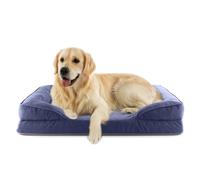 Lumaland Lit orthopédique en Velours côtelé - Canapé Ergonomique pour Chien - 110 x 75 cm - pour Grands Chiens - Fond antidérapant - Rembourrage et Housse lavables - Panier pour Chien avec Mousse à