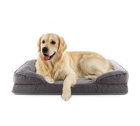 Lumaland Lit orthopédique en velours côtelé - Canapé ergonomique pour chien - 110 x 75 cm - Pour grands chiens - Fond antidérapant - Rembourrage et housse lavables - Panier pour chien avec mousse à