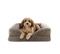 Lumaland Lit orthopédique en Velours côtelé - Canapé Ergonomique pour Chien - 70 x 60 cm - pour Petits Chiens - Fond antidérapant - Rembourrage et Housse lavables - Panier pour Chien avec Mousse à