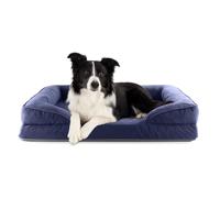 Lumaland Lit orthopédique en Velours côtelé - Canapé Ergonomique pour Chien - 90 x 65 cm - pour Chiens de Taille Moyenne - Fond antidérapant - Rembourrage et Housse lavables - Panier pour Chien avec