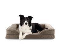 Lumaland Lit orthopédique en Velours côtelé - Canapé Ergonomique pour Chien - 90 x 65 cm - pour Chiens de Taille Moyenne - Fond antidérapant - Rembourrage et Housse lavables - Panier pour Chien avec