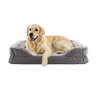 Lumaland Lit orthopédique pour l'intérieur et l'extérieur - Canapé ergonomique pour chien - 110 x 75 cm - Idéal pour les grands chiens - Fond antidérapant - Rembourrage et housse lavables - Panier