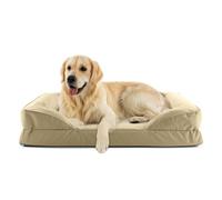 Lumaland Lit orthopédique pour l'intérieur et l'extérieur - Canapé ergonomique pour chien - 110 x 75 cm - Idéal pour les grands chiens - Fond antidérapant - Rembourrage et housse lavables - Panier
