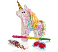 Lumaland Pinata licorne - Chauve-souris, masque et sac à confettis inclus - 40 x 54 x 14 cm - Fête d'enfants, fête d'anniversaire, décoration de licorne, fournitures de jeu