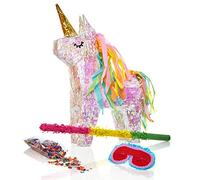 Lumaland Pinata licorne - Chauve-souris, masque et sac à confettis inclus - 40 x 54 x 14 cm - Fête d'enfants, fête d'anniversaire, décoration de licorne, fournitures de jeu