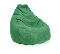 Lumaland Pouf de jeu XXL en velours côtelé - Fauteuil de jeu pour adultes et adolescents - Sac confortable - 135 x 100 cm - Vert foncé