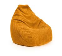 Lumaland Pouf de jeu XXL en velours côtelé - Fauteuil de jeu pour adultes et adolescents - Sac confortable - 135 x 100 cm - Jaune moutarde