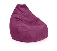 Lumaland Pouf de jeu XXL en velours côtelé - Fauteuil de jeu pour adultes et adolescents - Sac confortable - 135 x 100 cm - Bordeaux
