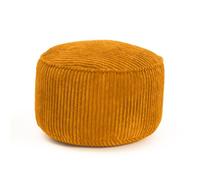 Lumaland Pouf en velours | Compact de 50 L avec fonction 3 en 1 : Tabouret confortable, table basse pratique et élégant repose-pieds pour intérieur | Ø 25 x 45 cm [Jaune moutarde]