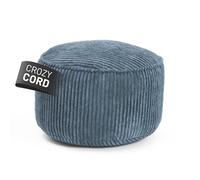 Lumaland Pouf en velours | Pouf compact de 50 l 3 en 1 : tabouret, table basse et repose-pieds | Ø 25 x 45 cm [bleu foncé]