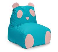 Lumaland Pouf enfant Panda | Pouf familial animal pour enfants | Sac de haricots imperméable pour intérieur et extérieur | Matériau facile d'entretien | 75 x 65 x 65 cm [turquoise/rose]