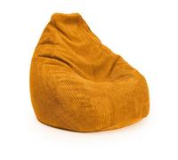 Lumaland Pouf de jeu XXL en velours côtelé - Fauteuil de jeu pour adultes et adolescents - Sac confortable - 135 x 100 cm - Jaune moutarde