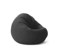 Lumaland Pouf Interior Line, canapé pouf rond d'intérieur, garnissage 320L, 90 x 50 cm, aspect et texture lin Gris foncé