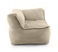 Lumaland Pouf modulaire d'angle gauche en velours côtelé 340 l pour canapé modulaire | Match idéal avec fauteuil et pouf | Pouf en perles EPS avec rembourrage | Coussin d'assise intérieur lavable pour