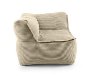 Lumaland Pouf modulaire d'angle gauche en velours côtelé 340 l pour canapé modulaire | Match idéal avec fauteuil et pouf | Pouf en perles EPS avec rembourrage | Coussin d'assise intérieur lavable pour