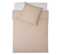 Lumaland Premium Housse de Couette en Parure de lit Polycoton zippée 155 x 220 cm & Taie d´Oreiller 80 x 80 cm. Beige