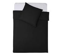 Lumaland Premium Housse de Couette en Parure de lit Polycoton zippée 200 x 200 cm & 2 Taie d´Oreiller 80 x 80 cm. Noir