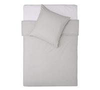 Lumaland Premium Housse de Couette en Parure de lit Polycoton zippée155 x 220 cm & Taie d´Oreiller 80 x 80 cm. Gris