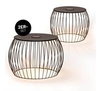 Lumaland Table D'Appoint 2er Set Métal Korbtisch Illuminé LED Solaire Lumière