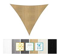 Lumaland Voile d'ombrage Triangulaire - 4 x 4 x 4 m - Protection Solaire résistante aux intempéries - avec Cordes de Fixation - pour terrasse, Jardin et Balcon - avec Protection UV - Sable