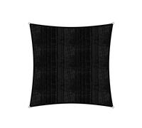Lumaland Voile d'ombrage Cordes de Fixation incluses | Carré 5 x 5 mètres Protection Solaire | 100% HDPE avec Le Filtre UV de Protection [Noir]