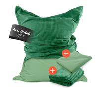 Lumaland Pouf Classic XXL Set tout-en-un | Énorme pouf XXL avec housse en corde et pour l'extérieur, pour l'intérieur et l'extérieur | Fauteuil canapé avec remplissage EPS emballé en toute sécurité