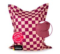 Lumaland Pouf XXL à carreaux pour adultes et enfants - Bean Bag avec motif à carreaux - Pour l'extérieur et l'intérieur - 380 l - Avec rembourrage et perles EPS - Imperméable et lavable - 140 x 180 cm