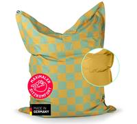 Lumaland Pouf XXL à carreaux pour adultes et enfants - Bean Bag avec motif à carreaux - Pour l'extérieur et l'intérieur - 380 l - Avec rembourrage et perles EPS - Imperméable et lavable - 140 x 180 cm
