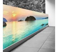 Lumalea Brise Vue Trompe l'oeil - 130x552 cm - Vue mer couché de Soleil 3617689699530