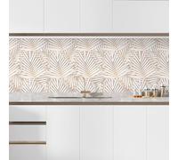 Lumaléa - Crédence adhésive sticker pour cuisine Feuilles - Adhésif + Protection MATE - 80x80 cm
