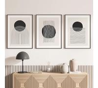 Lumalea Lot de 3 Affiches/Posters Triptyque - Boho 3617681465232 - Bordure Noire et Blanche - 3 Affiches - 30x40 cm (Cadres Non fournis)