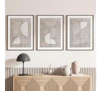 Lumalea Lot de 3 Affiches/Posters Triptyque - Formes géométriques 3617682444458 - Bordure Noire et Blanche - 3 Affiches - 30x40 cm (Cadres Non fournis)