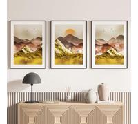 Lumalea Lot de 3 Affiches/Posters Triptyque - Paysages Boho 3617681358879 - Bordure Noire et Blanche - 3 Affiches - 21x29,7 cm (Cadres Non fournis)