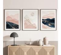 Lumalea Lot de 3 Affiches/Posters Triptyque - Paysages Boho 3617689990972 - Bordure Noire - 3 Affiches - 21x29,7 cm (Cadres Non fournis)