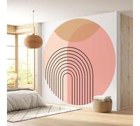 Lumalea - Papier peint rond/cercle Boho - Papier Standard 170gr Lessivable - Diamètre 130 cm
